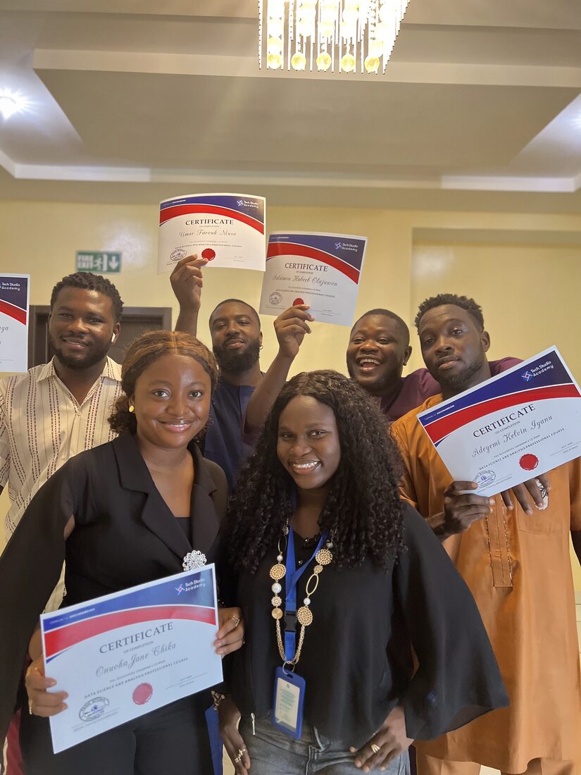 Tech Studio Academy graduates with their certificates