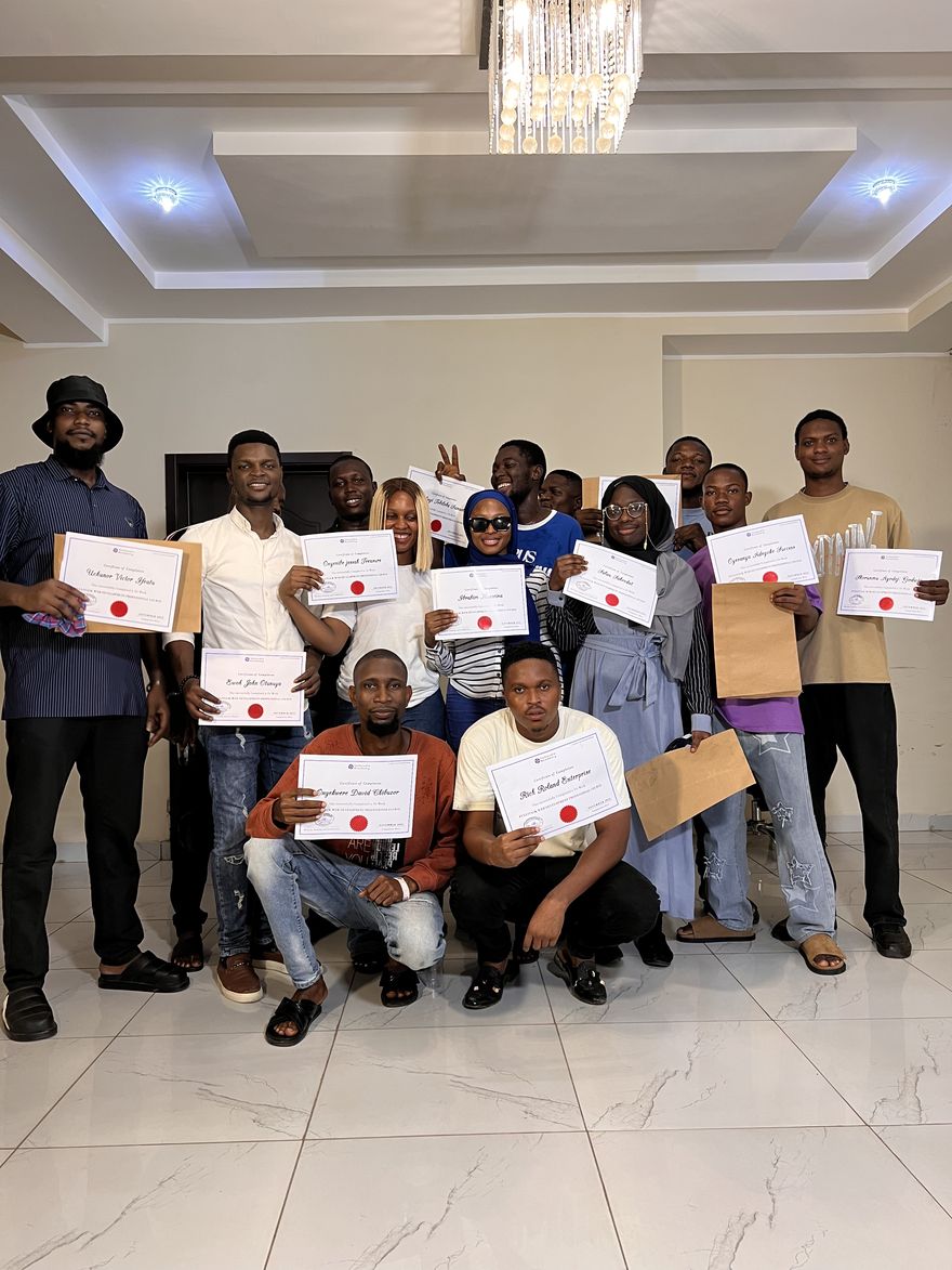Students with their certificates